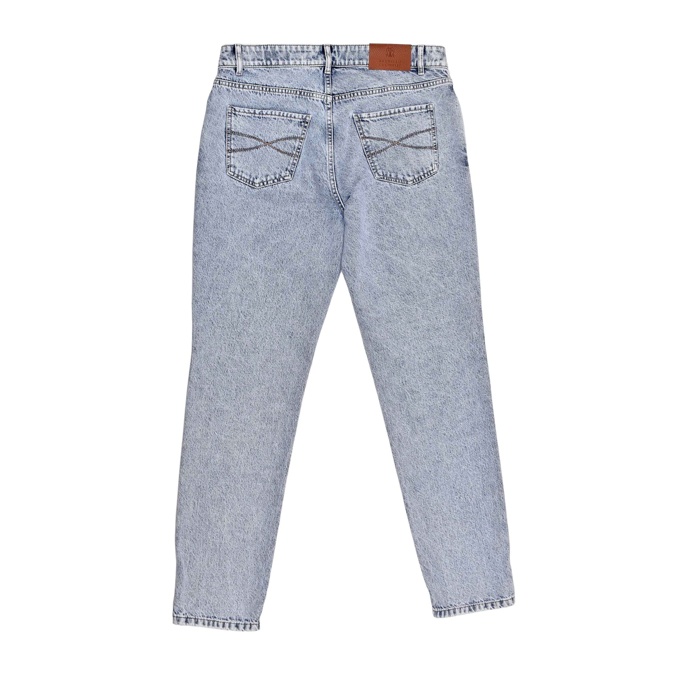 BRUNELLO CUCINELLI MEN'S BLUE FIVE-POCKET JEANS