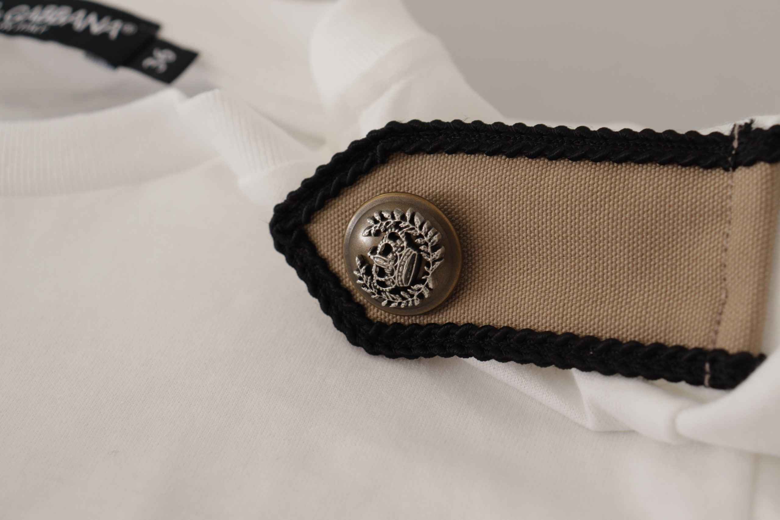 Dolce & Gabbana White Black Roses Crewneck Cotton T-shirt