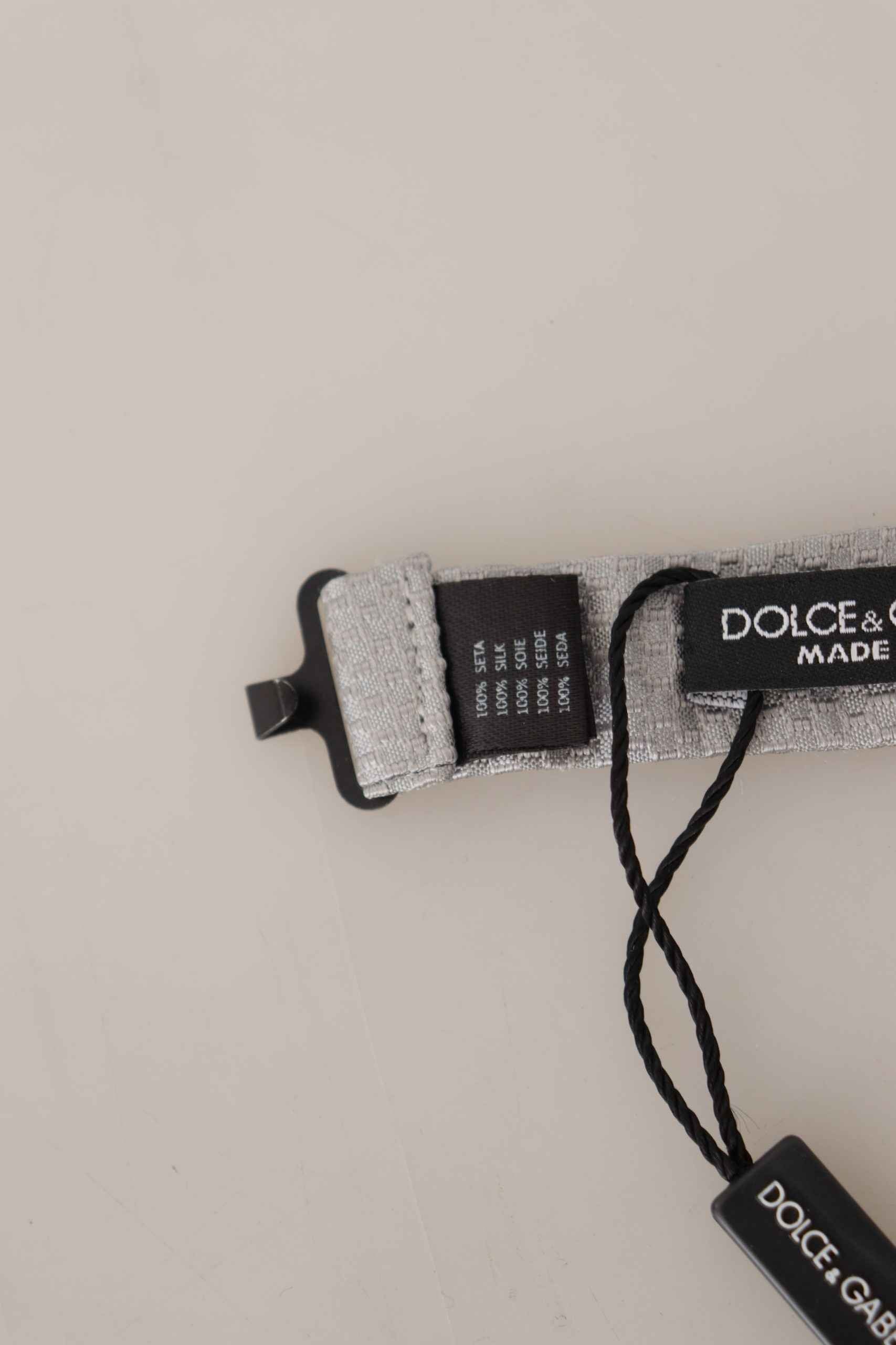 Dolce & Gabbana Gray 100% Silk Adjustable Neck Papillon Tie