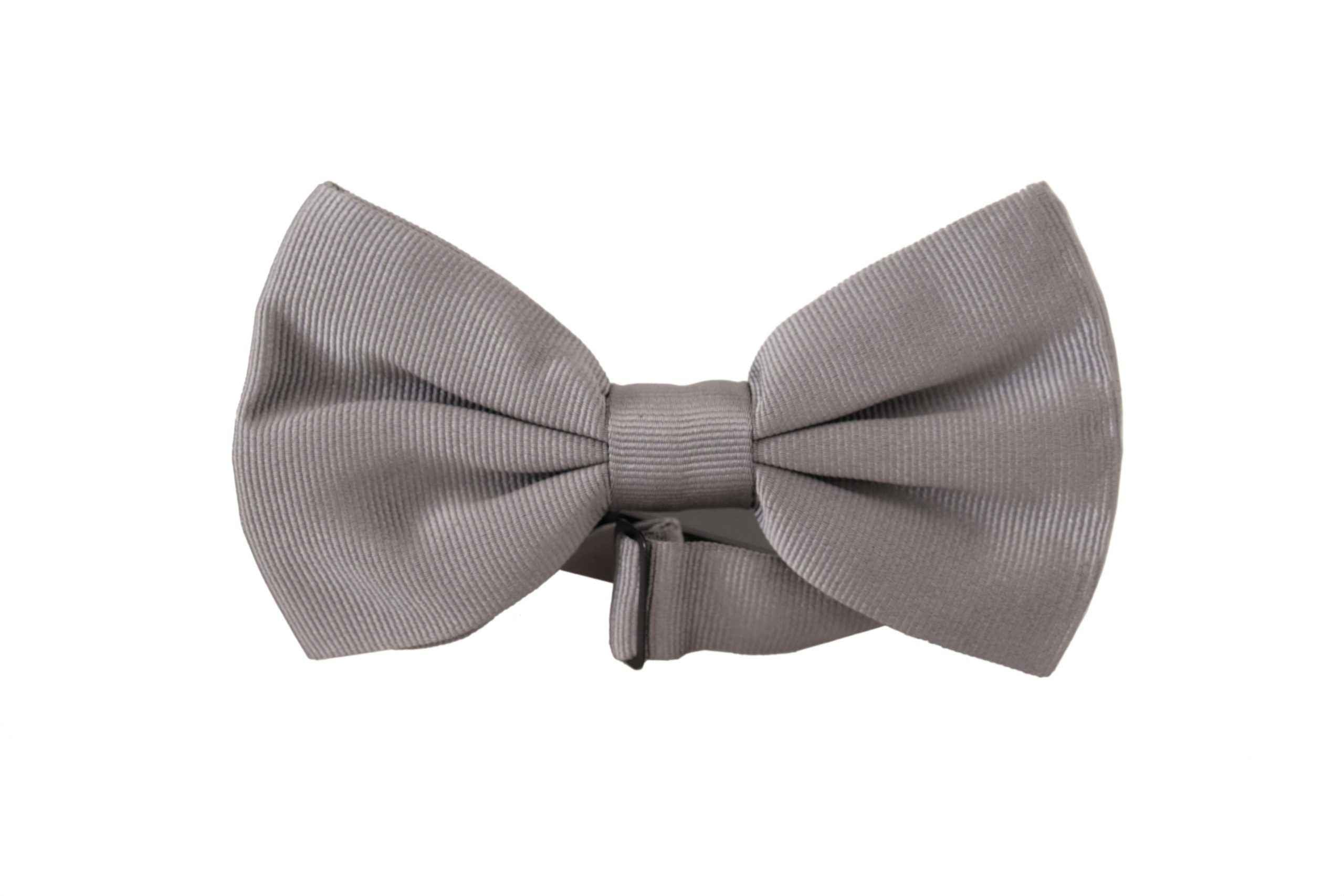 Dolce & Gabbana Gray 100% Silk Adjustable Neck Papillon Tie