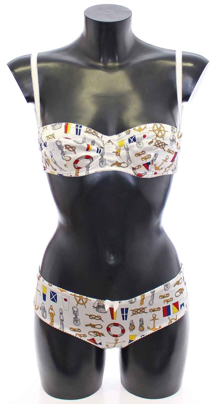 Dolce & Gabbana White Sailor Bra Panty Stretch Underwear