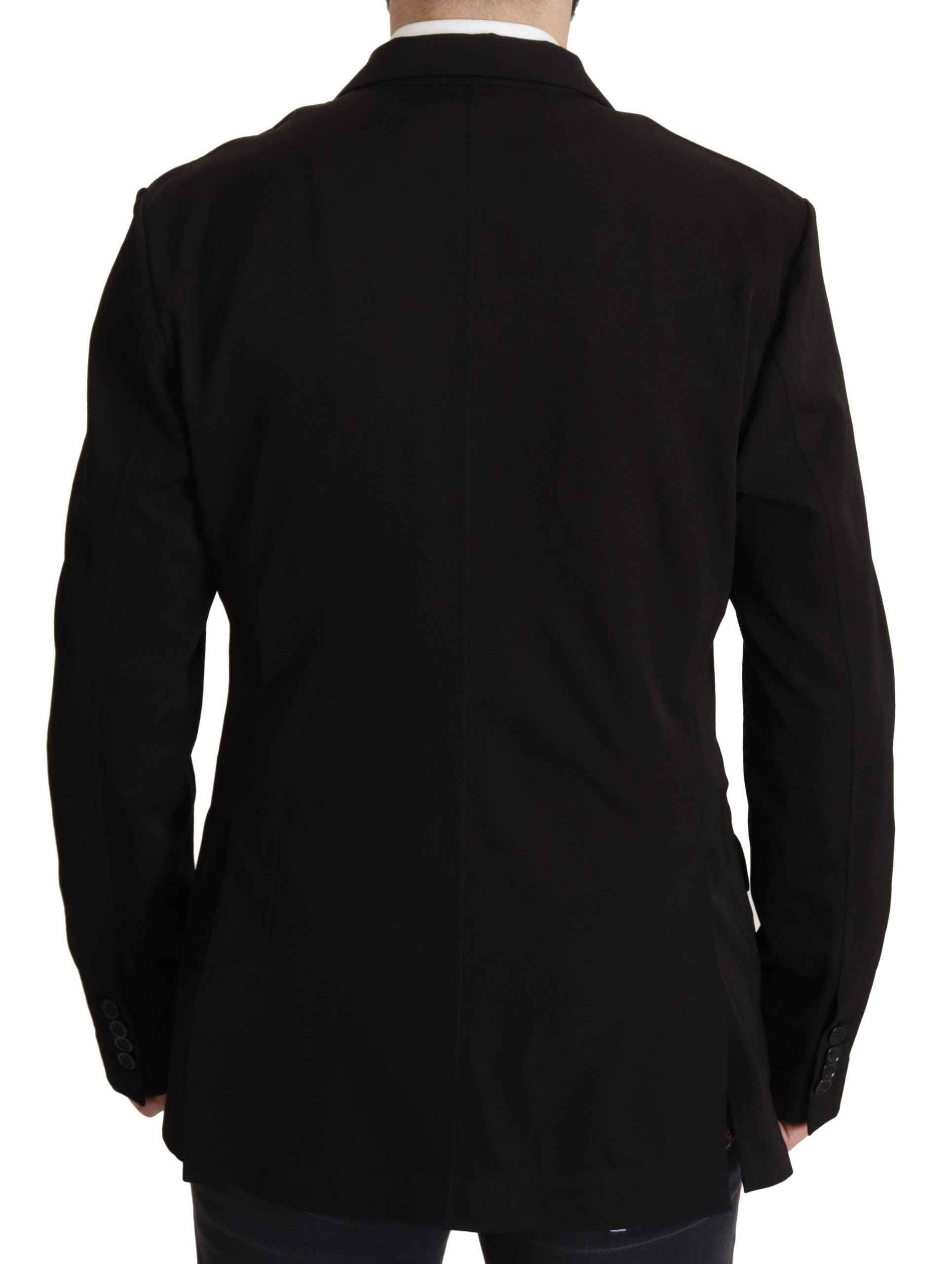 Dolce & Gabbana Black Wool Single Breasted Coat Blazer