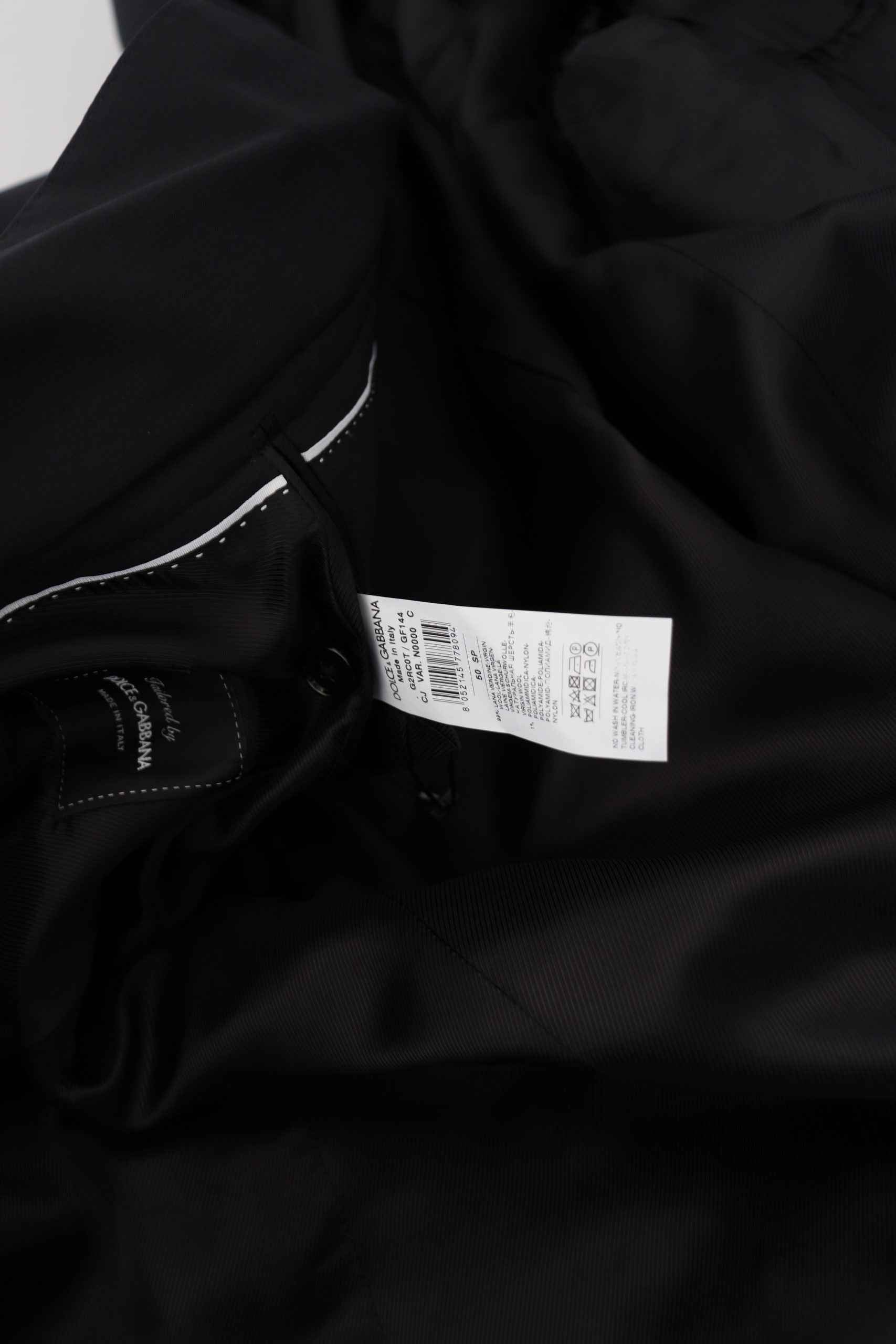 Dolce & Gabbana Black Wool Full Zip Long Sleeves Jacket