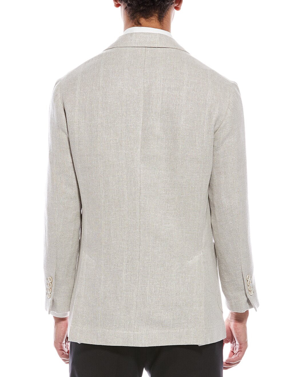 BRUNELLO CUCINELLI MEN'S PLASTER LINEN SILK WOOL BLEND BLAZER