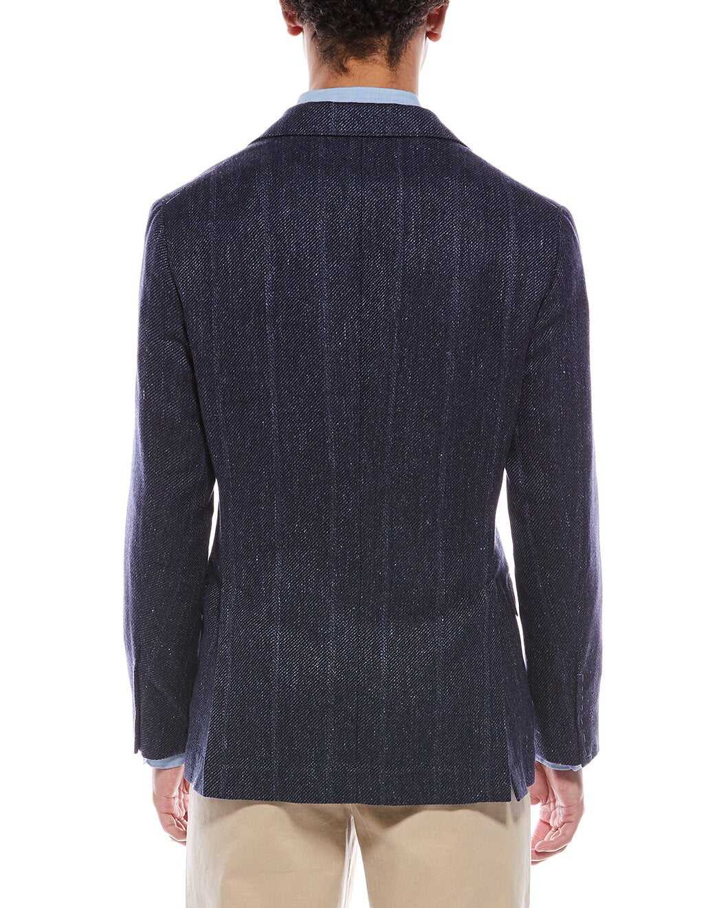 BRUNELLO CUCINELLI MEN'S NAVY LINEN SILK BLAZER