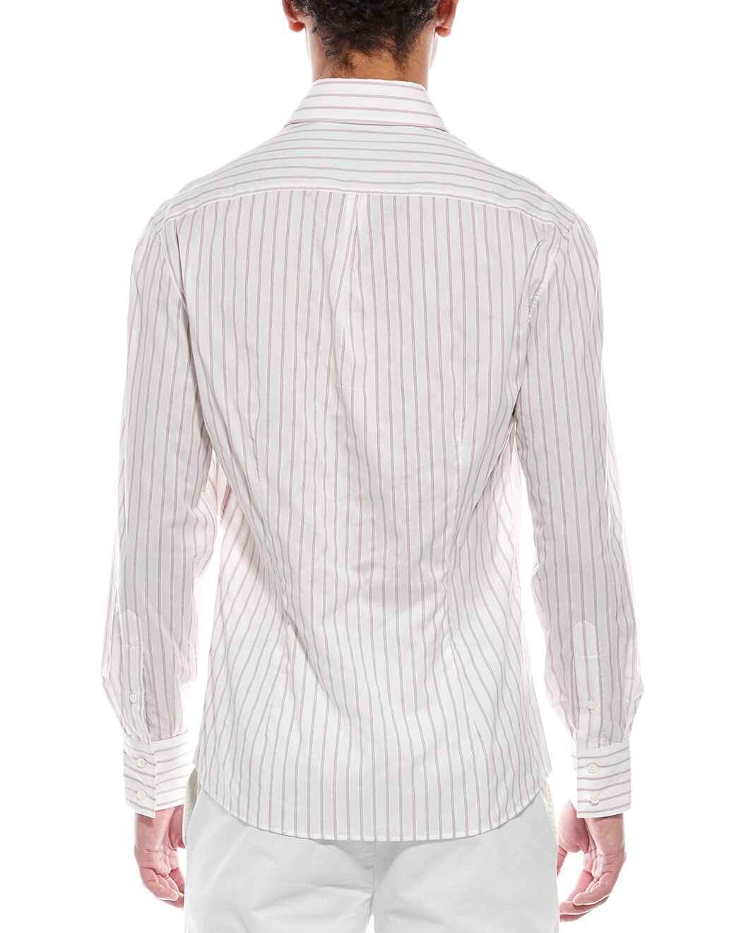 BRUNELLO CUCINELLI MEN'S PURPLE STRIPED LONG SLEEVE SHIRT