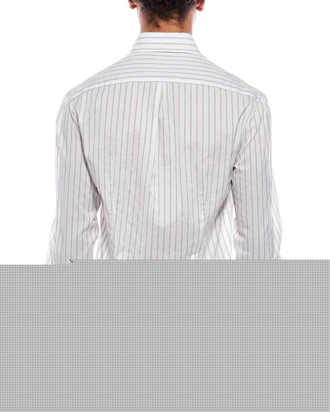 BRUNELLO CUCINELLI MEN'S WHITE STRIPED BUTTON-UP SHIRT