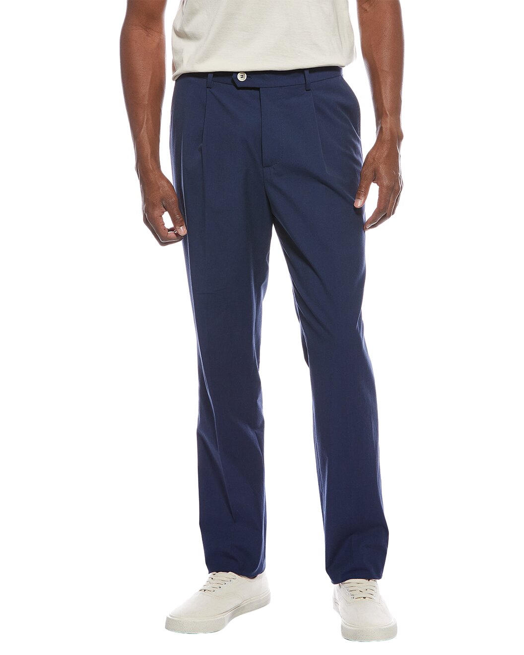 BRUNELLO CUCINELLI MEN'S INDIGO COTTON STRAIGHT LEG TROUSERS