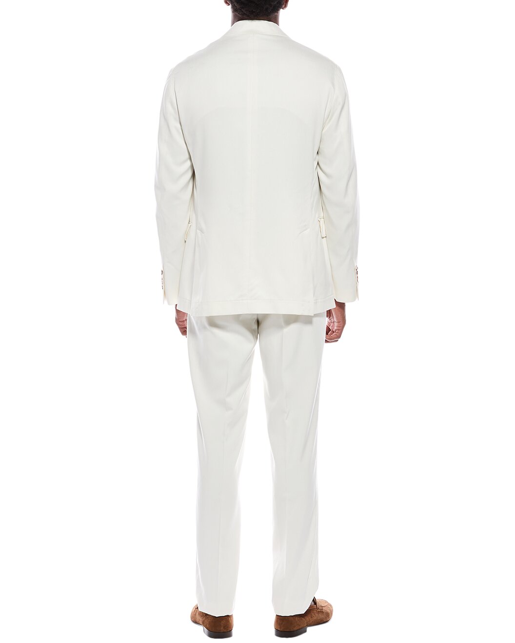 BRUNELLO CUCINELLI MEN'S OFF WHITE SILK TAILORED SUIT