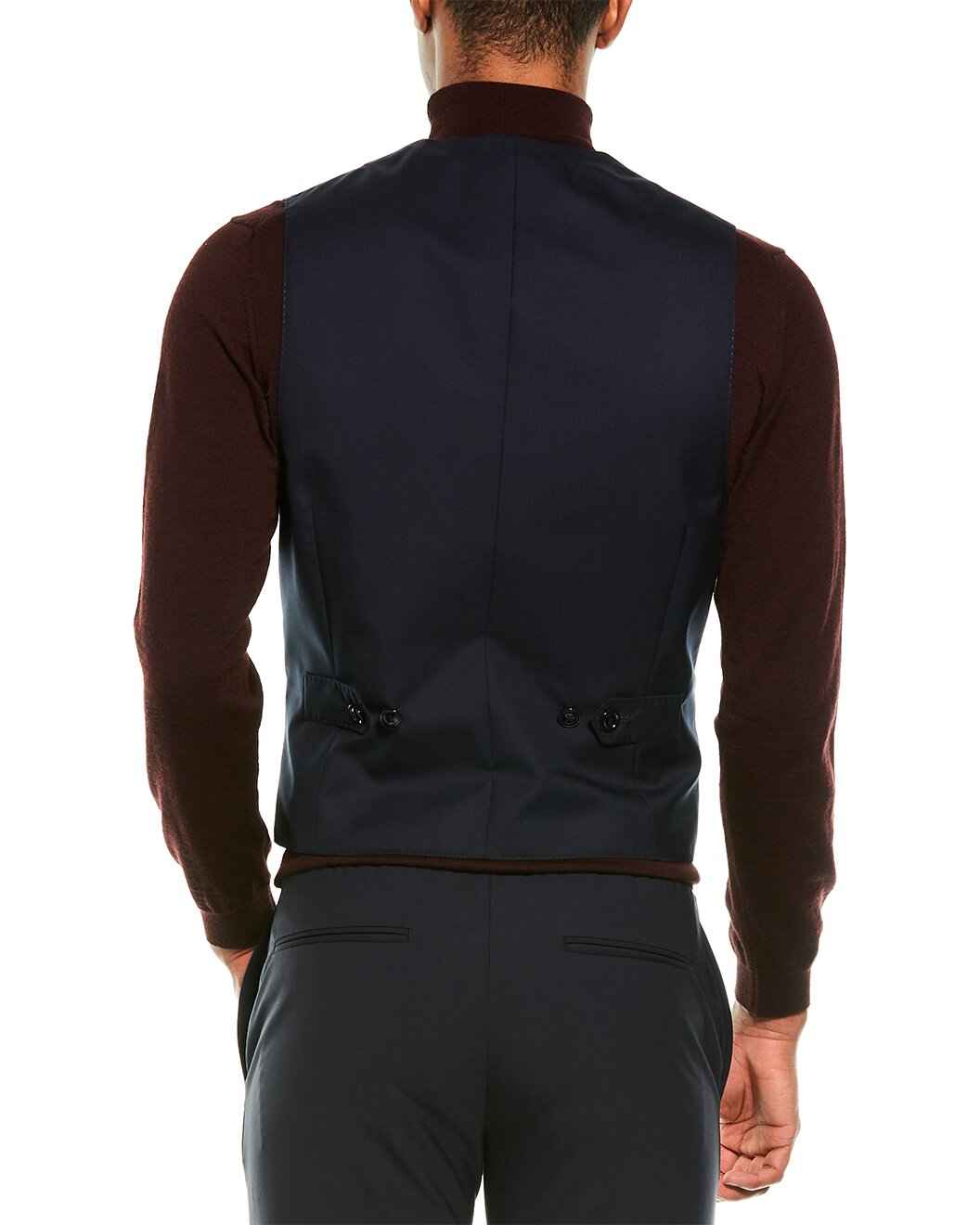 BRUNELLO CUCINELLI MEN'S NAVY WOOL BLEND EVENING VEST