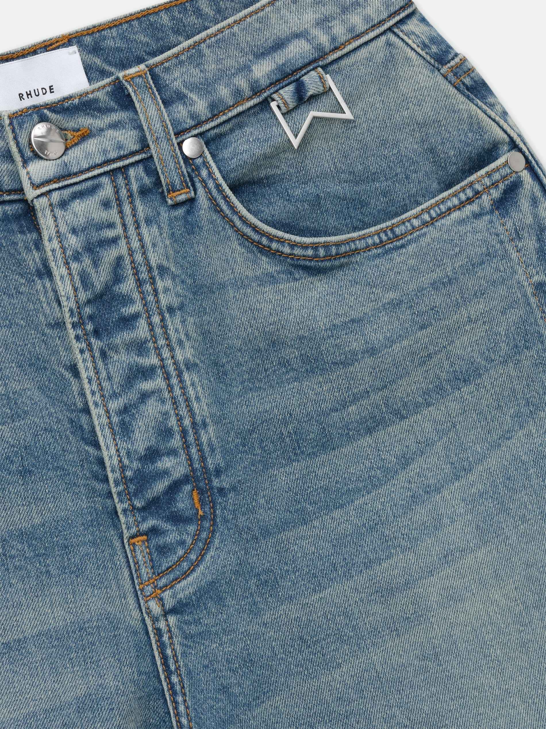RHUDE MEN'S INDIGO DENIM STRAIGHT-LEG TROUSERS