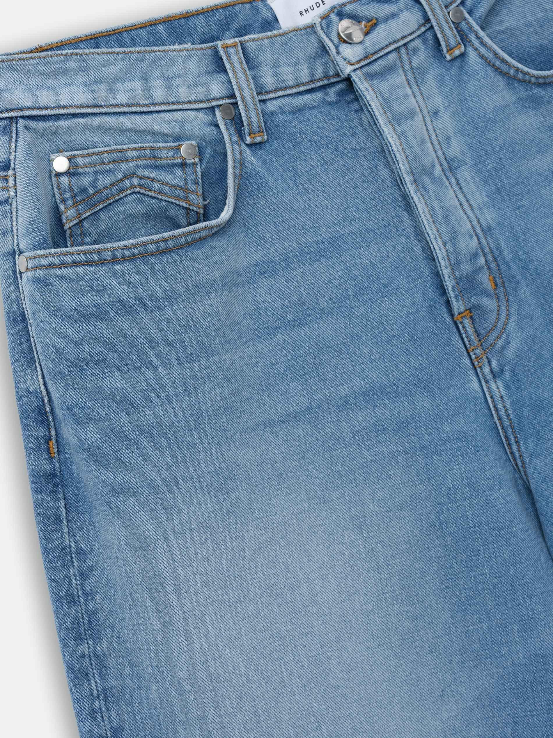 RHUDE MEN'S BLUE WIDE-LEG DENIM TROUSERS