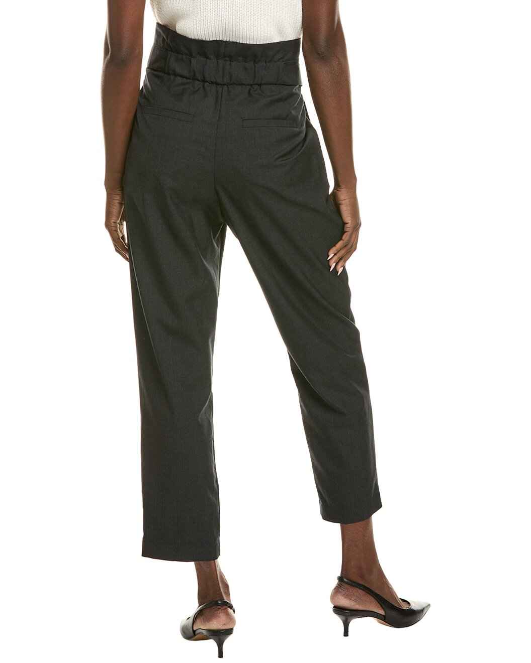 BRUNELLO CUCINELLI WOMEN'S DARK GREY WOOL TAPERED TROUSERS