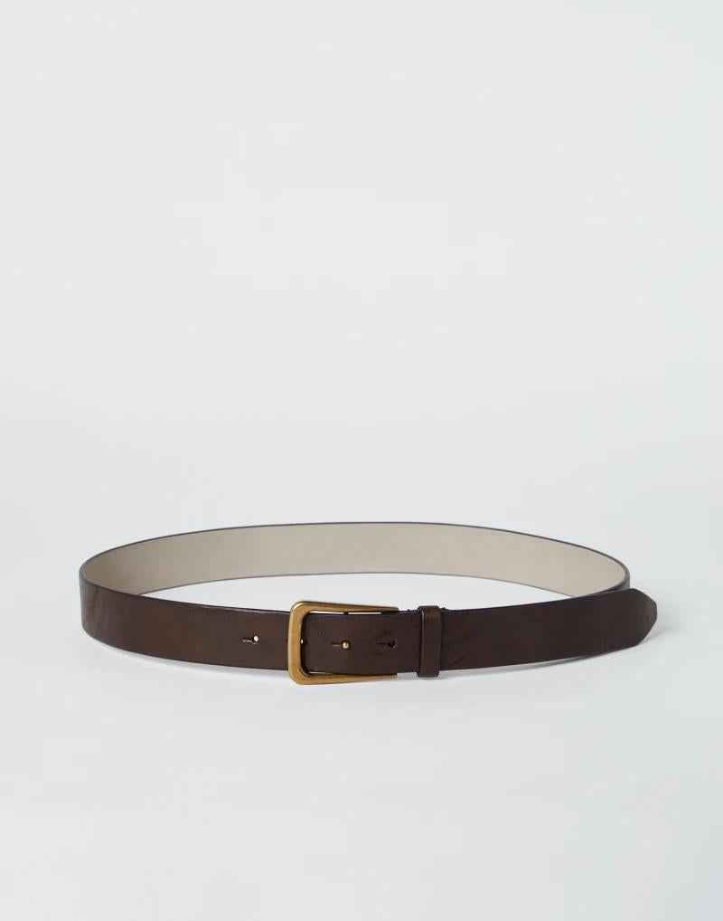 BRUNELLO CUCINELLI WOMEN'S BROWN LEATHER BELT WITH BUCKLE