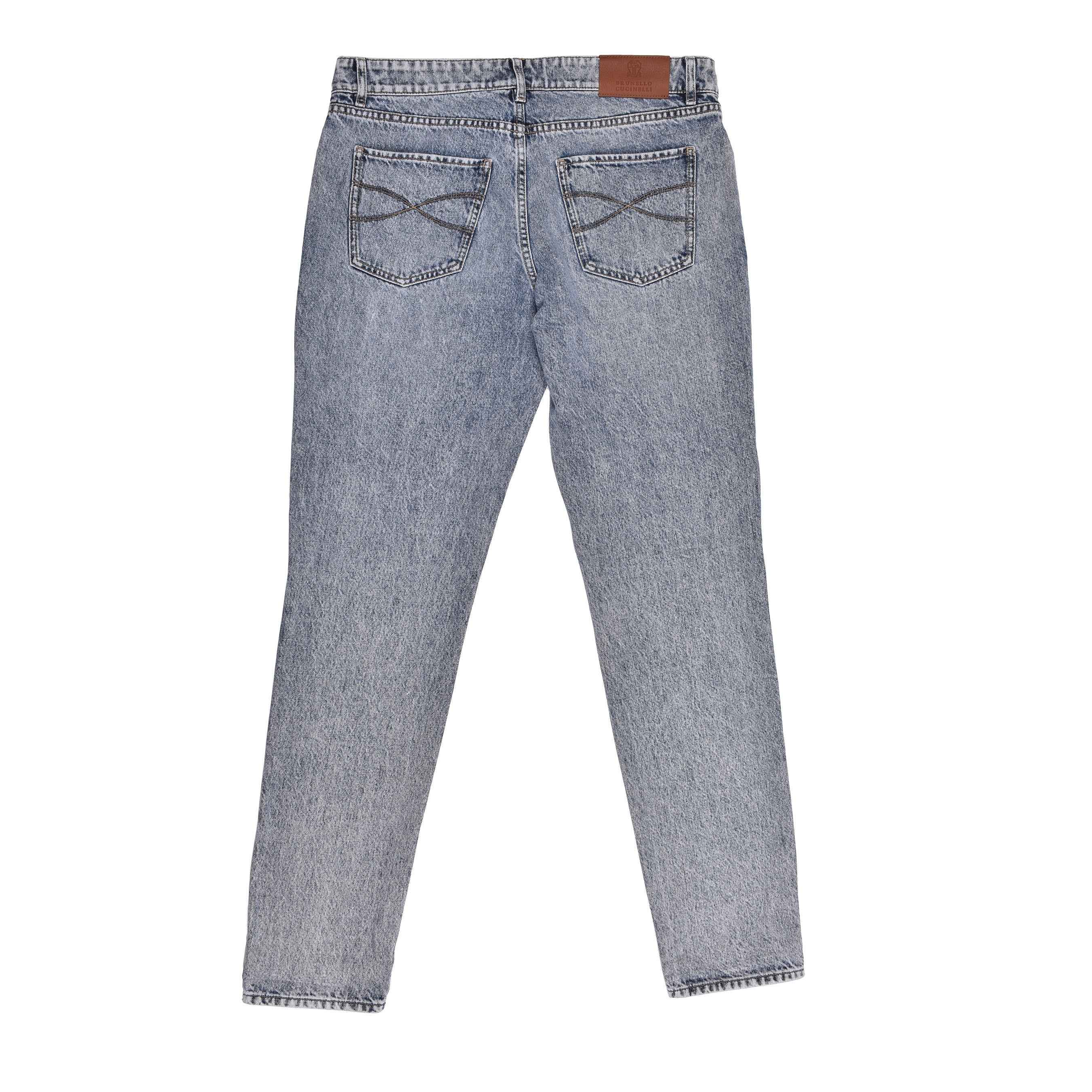 BRUNELLO CUCINELLI MEN'S 5 POCKET TRADITIONAL FIT 100% COTTON DENIM JEAN PANTS