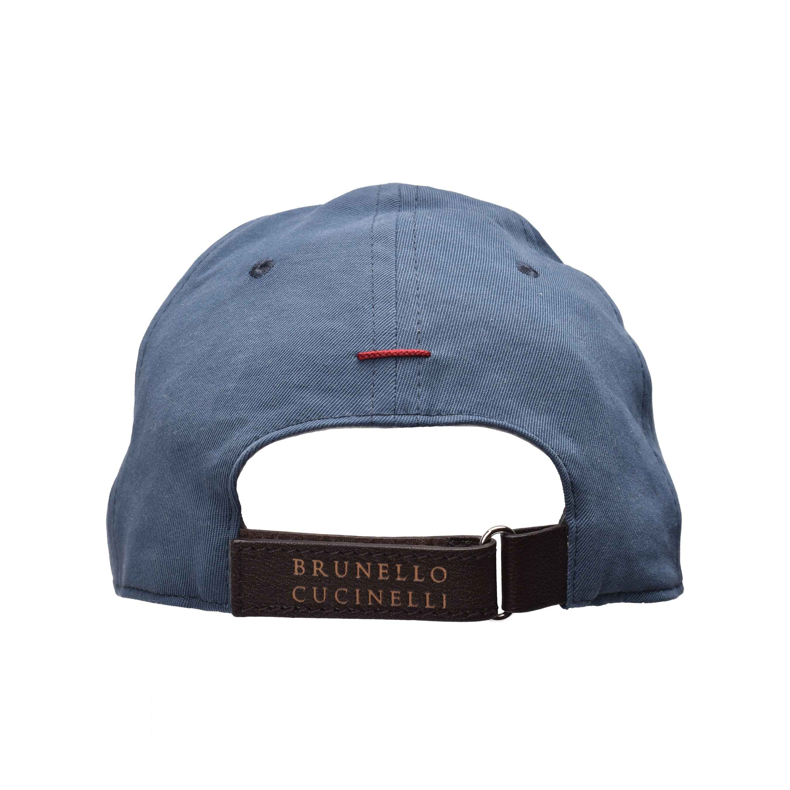 BRUNELLO CUCINELLI MEN'S COTTON NAVY BLUE LOGO BASEBALL CAP/HAT