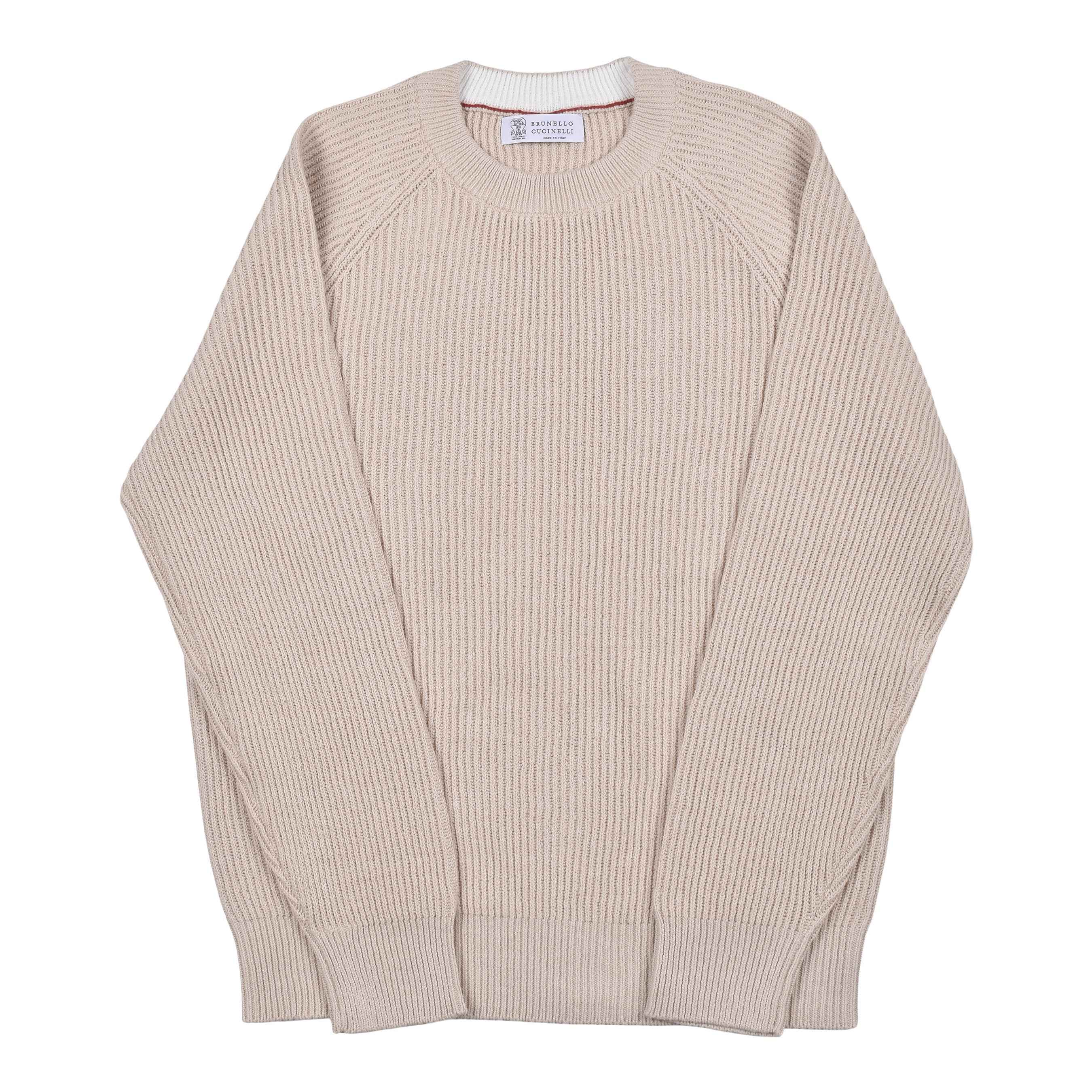 BRUNELLO CUCINELLI MEN'S 100% COTTON CREW NECK ENGLISH RIB SWEATER/PULLOVER NEW