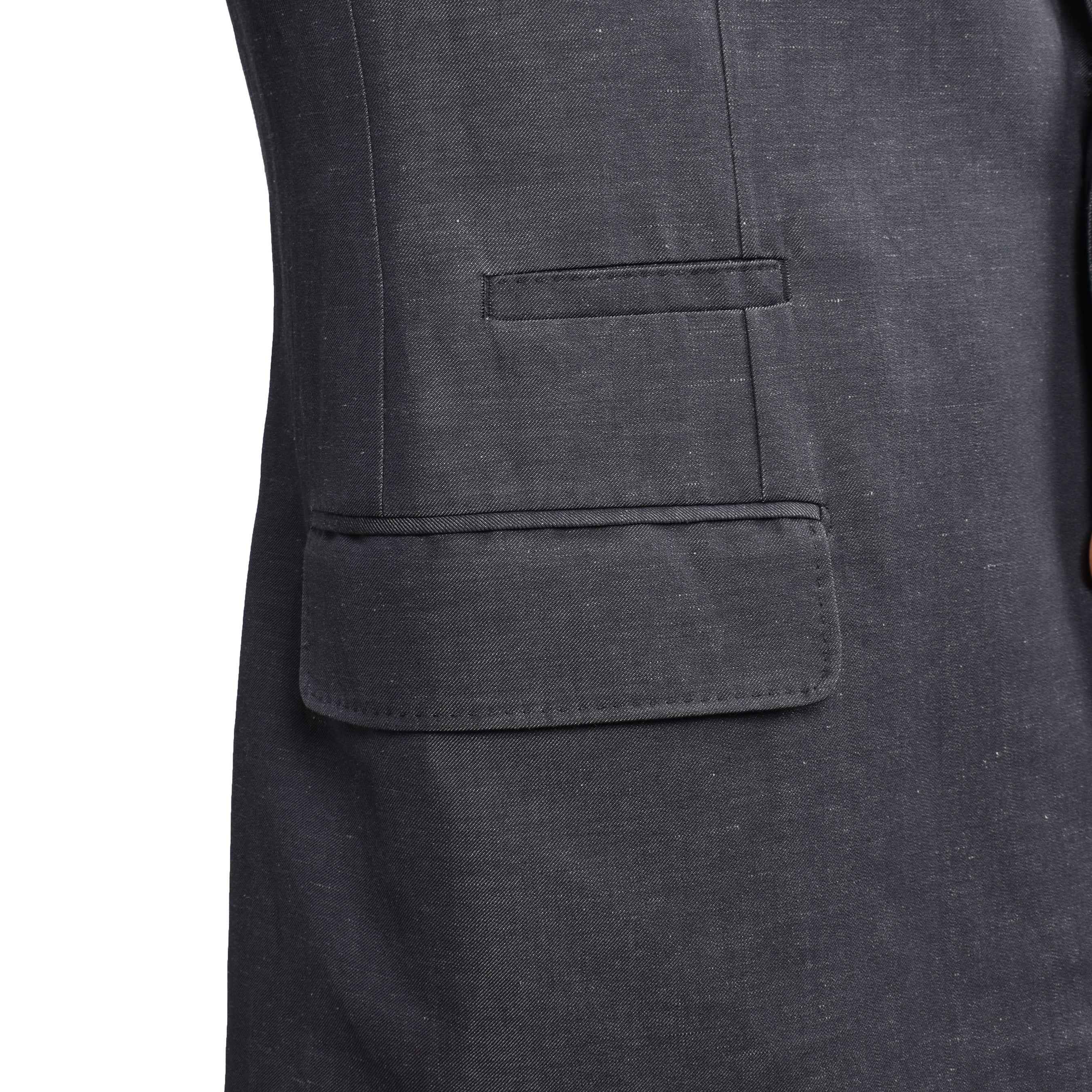 BRUNELLO CUCINELLI MEN'S GRAY WOOL LINEN BLEND SUIT