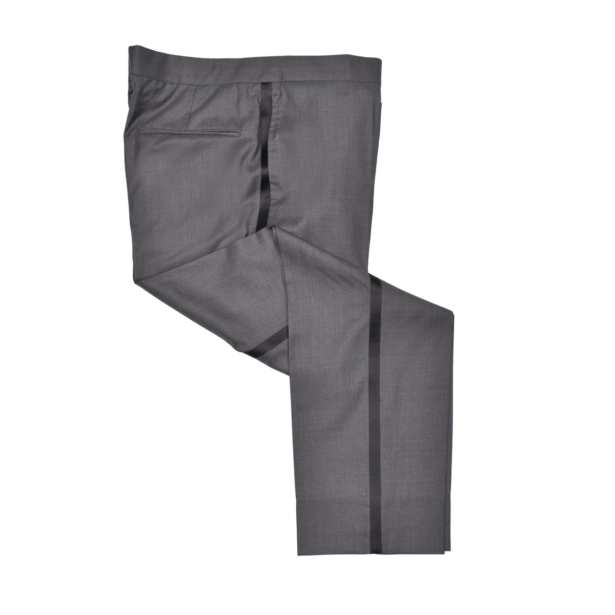 BRUNELLO CUCINELLI MEN'S GREY VIRGIN WOOL TUXEDO TROUSERS