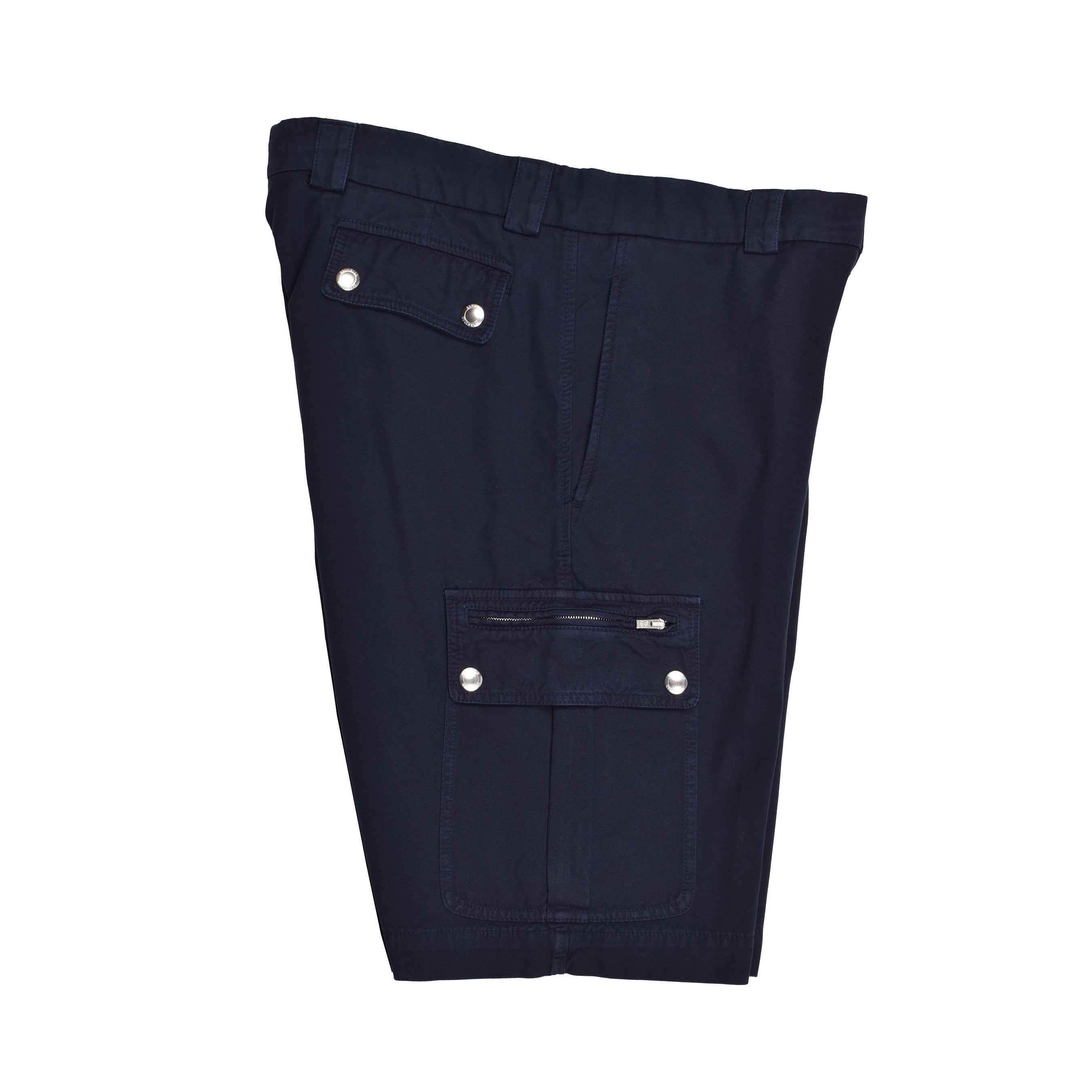 BRUNELLO CUCINELLI MEN'S BLUE COTTON CARGO BERMUDA SHORTS