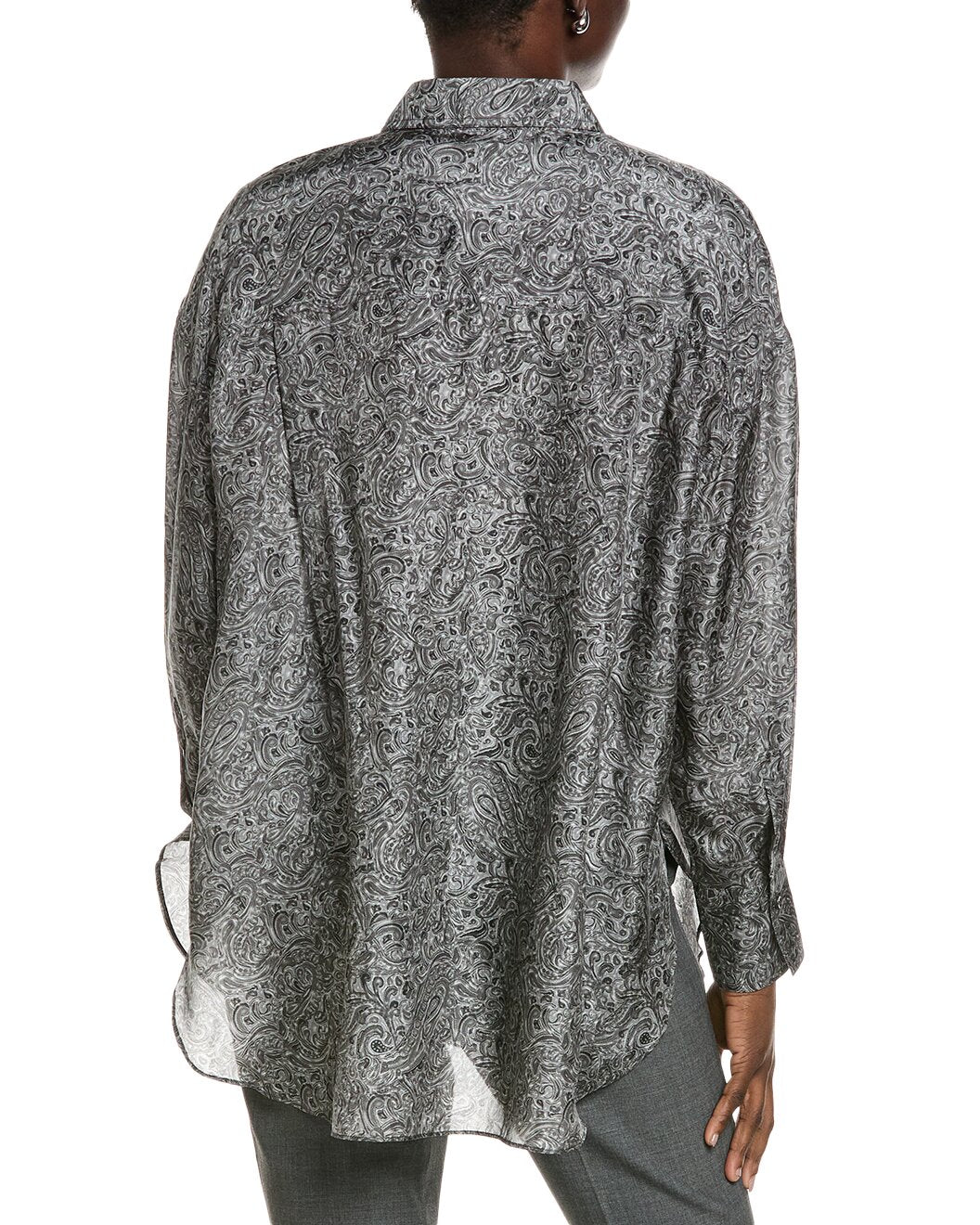 BRUNELLO CUCINELLI WOMEN'S GREY PAISLEY OVERSIZED SHIRT