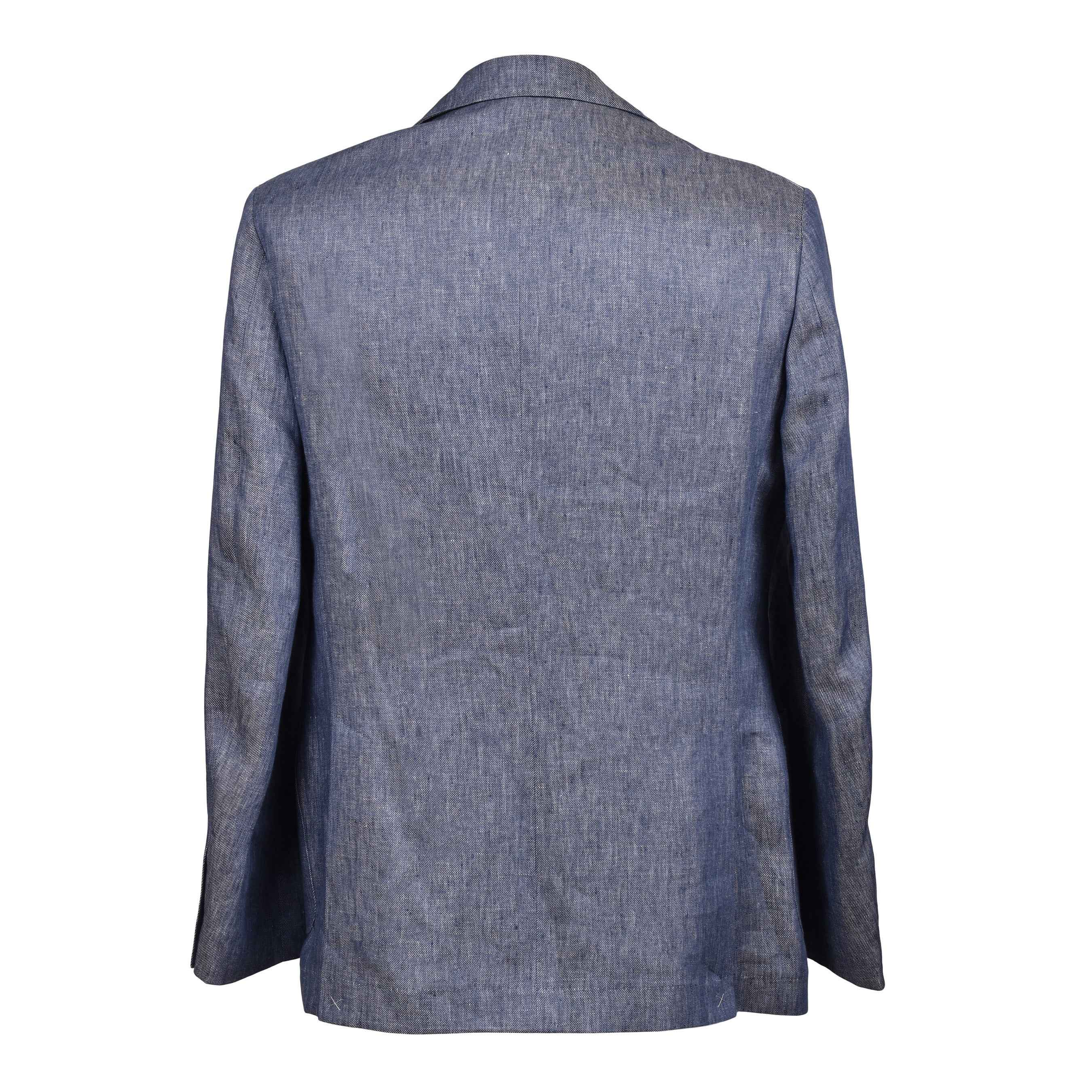 BRUNELLO CUCINELLI MEN'S DENIM BLUE LINEN THREE-BUTTON SUIT