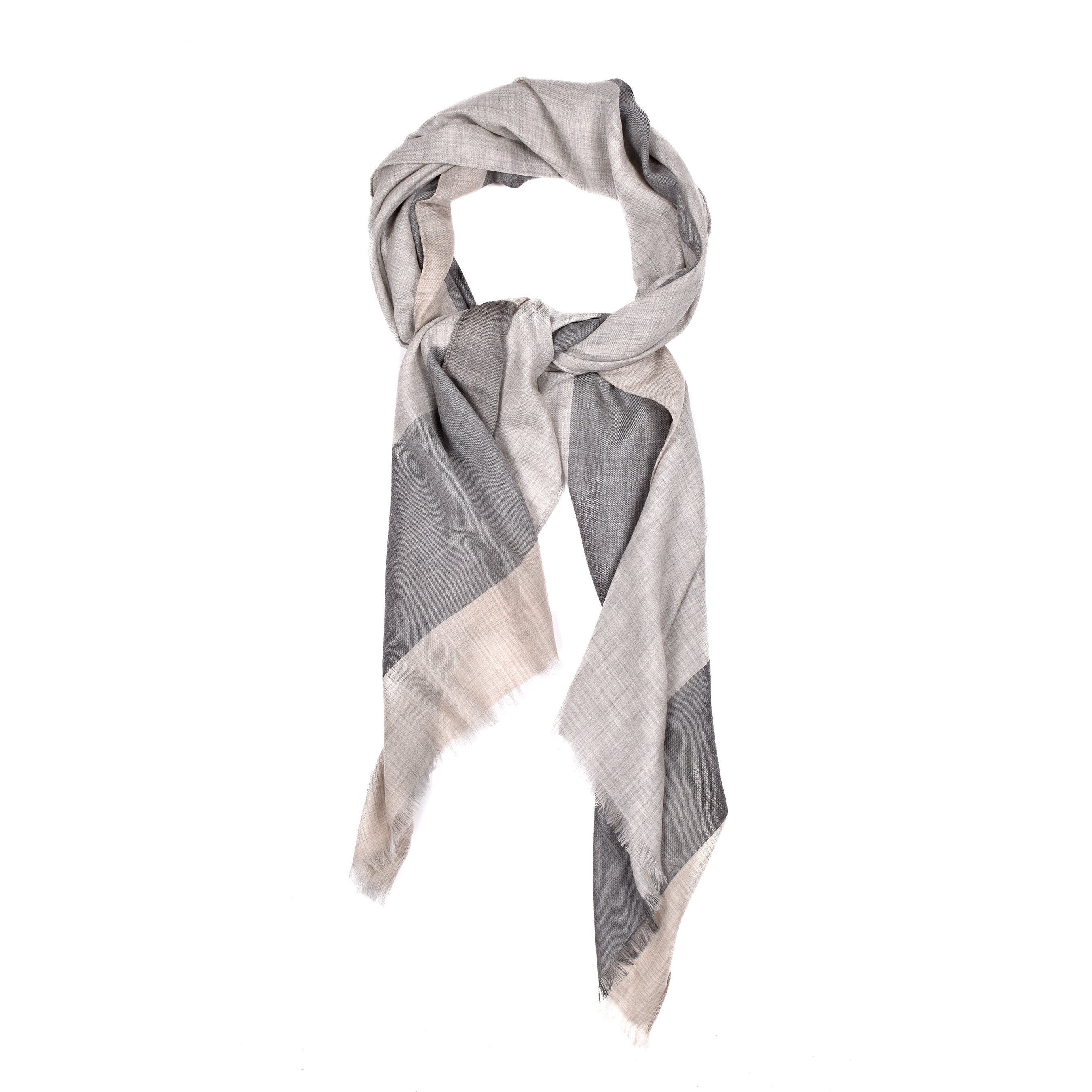 BRUNELLO CUCINELLI MEN'S 100% CASHMERE TWO TONE LIGHT WEIGHT FASHION SCARF
