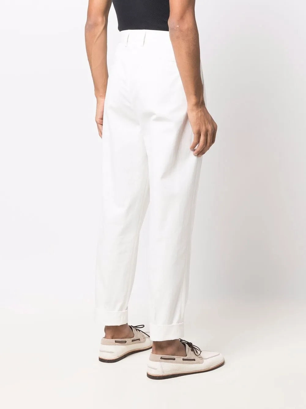 BRUNELLO CUCINELLI MEN'S WHITE PLEATED TAILORED TROUSERS