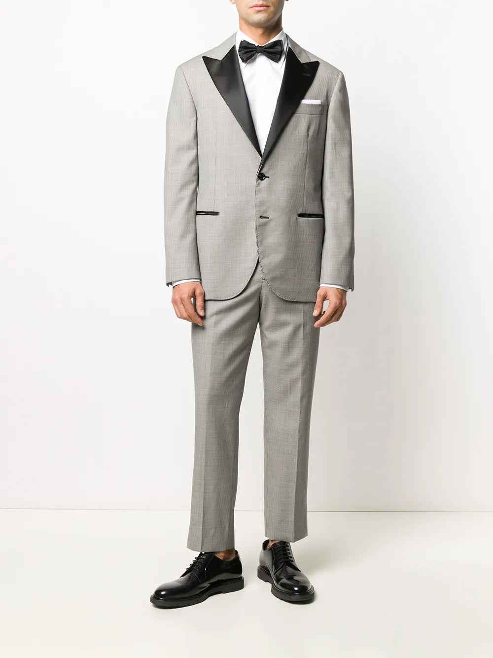BRUNELLO CUCINELLI MEN'S BLACK LAPEL GREY BLAZER