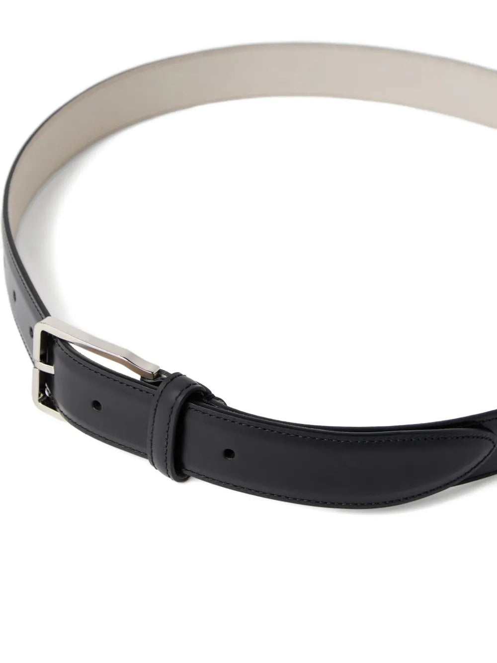 BRUNELLO CUCINELLI MEN'S BLACK LEATHER BELT
