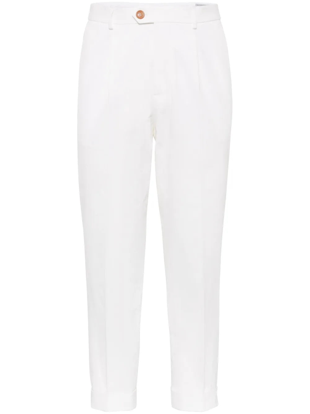 BRUNELLO CUCINELLI MEN'S WHITE TAILORED TROUSERS