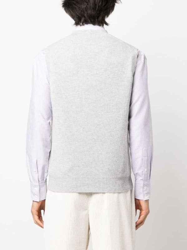 BRUNELLO CUCINELLI MEN'S PEBBLE RIBBED CASHMERE KNIT VEST