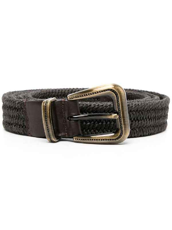 BRUNELLO CUCINELLI WOMEN'S DARK BROWN BRAIDED BELT