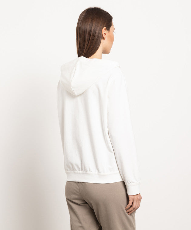 BRUNELLO CUCINELLI WOMEN'S OFF WHITE ZIP HOODIE
