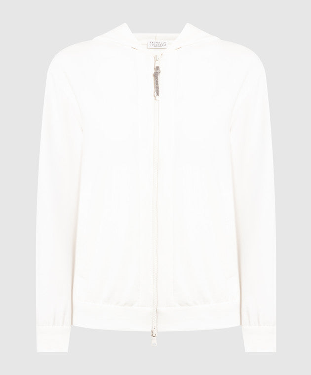 BRUNELLO CUCINELLI WOMEN'S OFF WHITE ZIP HOODIE