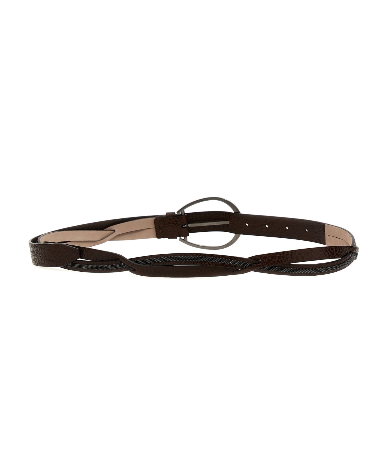 BRUNELLO CUCINELLI WOMEN'S DARK BROWN LEATHER BELT