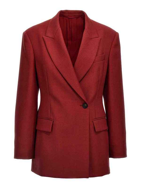 BRUNELLO CUCINELLI WOMEN'S RED TAILORED SINGLE-BUTTON BLAZER