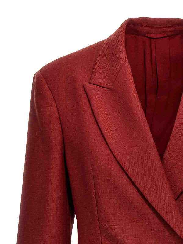 BRUNELLO CUCINELLI WOMEN'S RED TAILORED SINGLE-BUTTON BLAZER