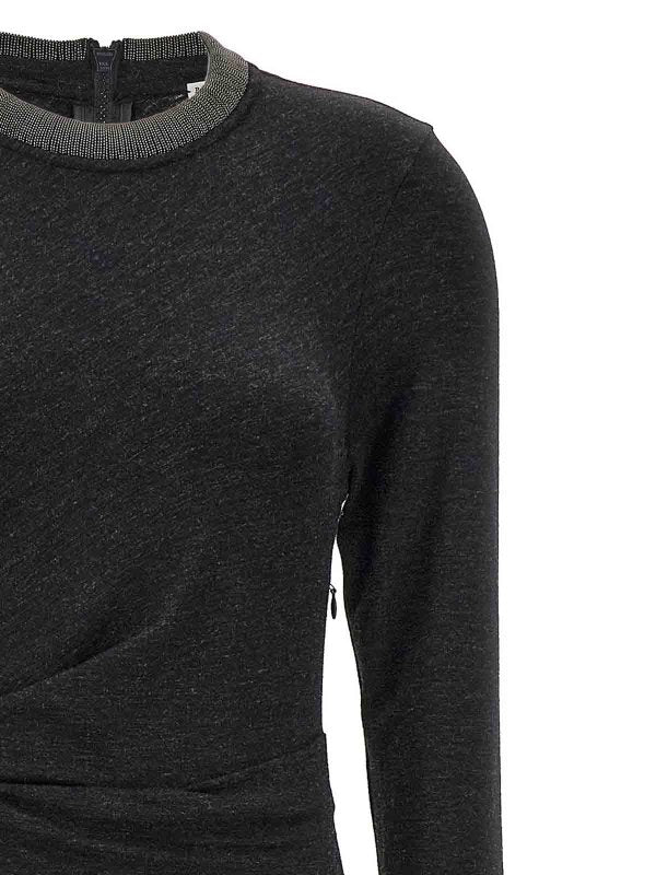 BRUNELLO CUCINELLI WOMEN'S MINE WOOL LONG SLEEVE MIDI DRESS