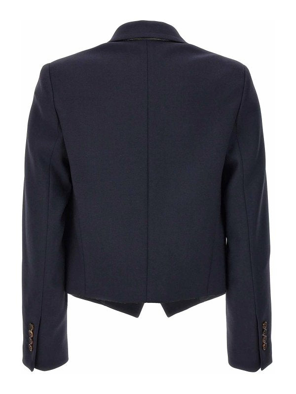 BRUNELLO CUCINELLI WOMEN'S NAVY TAILORED WOOL BLAZER