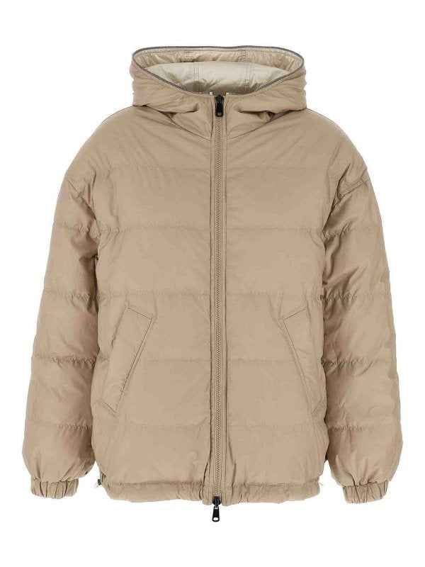 BRUNELLO CUCINELLI WOMEN'S PLATINUM HOODED LIGHTWEIGHT JACKET