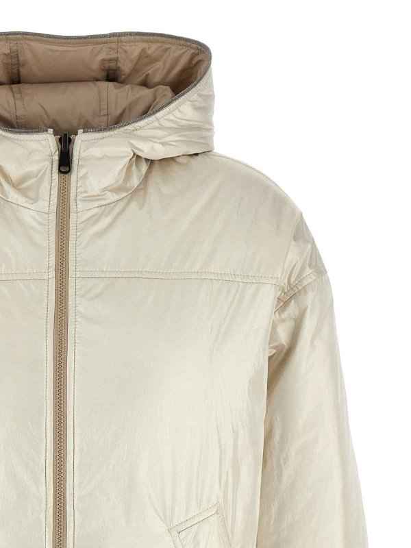 BRUNELLO CUCINELLI WOMEN'S PLATINUM HOODED LIGHTWEIGHT JACKET