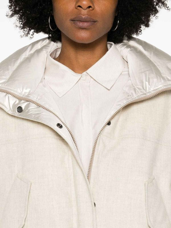 BRUNELLO CUCINELLI WOMEN'S PLATINUM HIGH COLLAR PUFFER JACKET