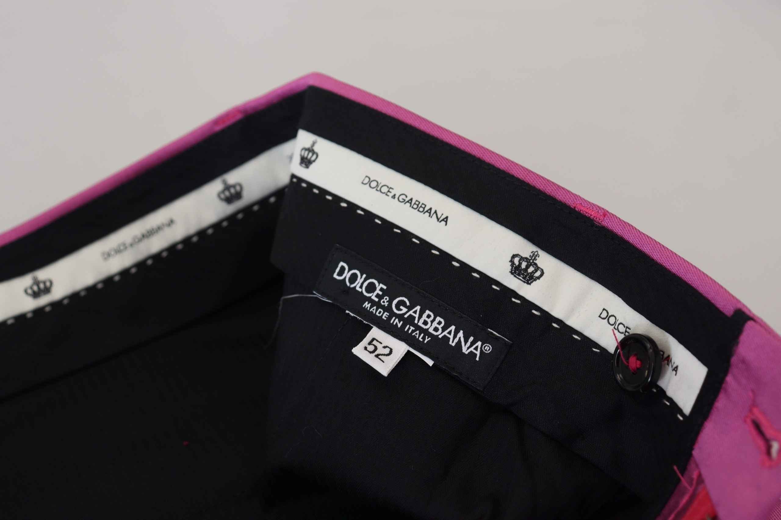 Dolce & Gabbana Pink Silk Slim Trousers Dress Formal Pants
