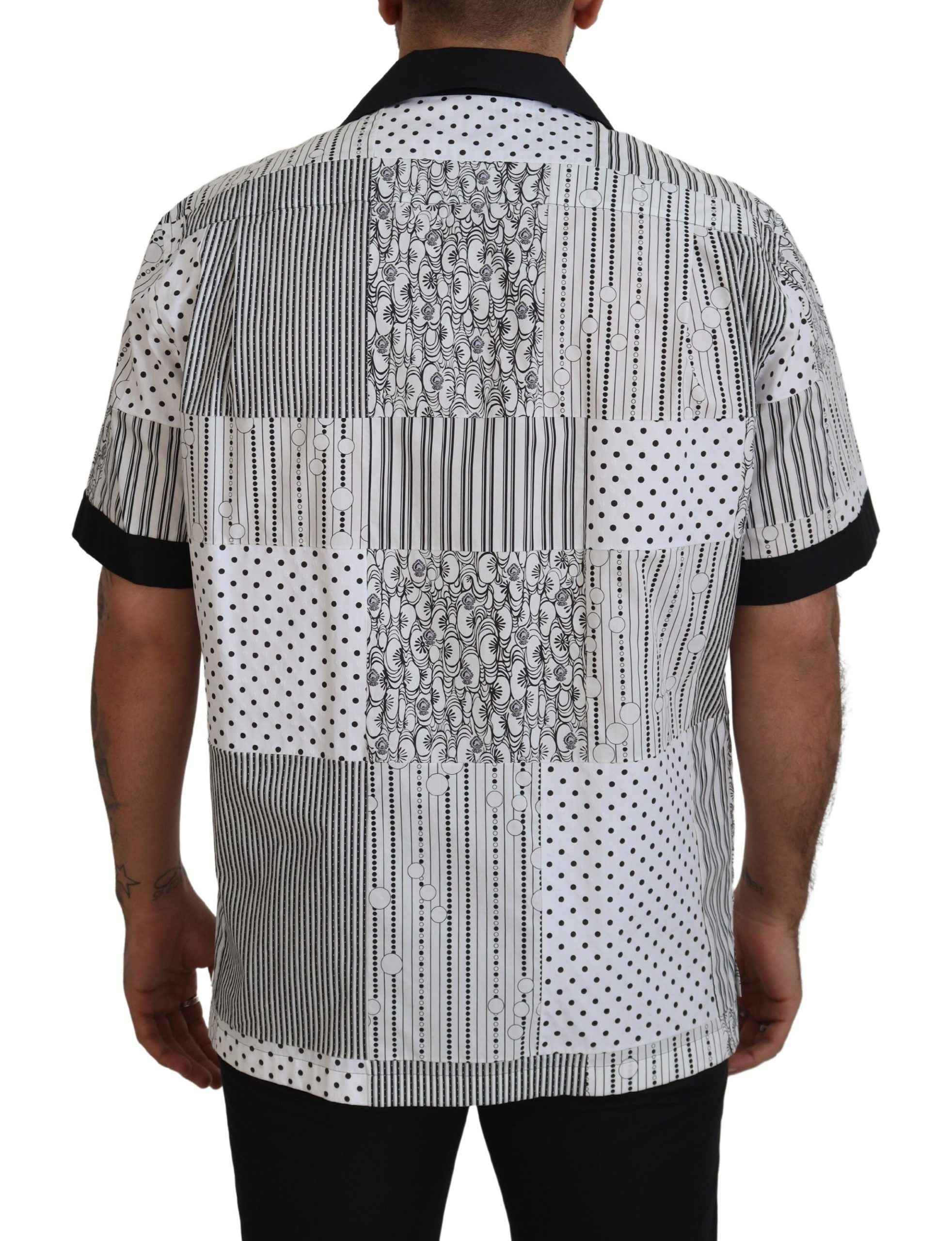 Dolce & Gabbana White Black Patterned Button Down Shirt