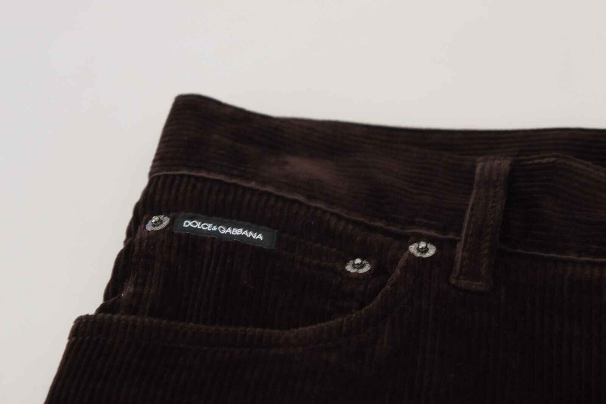 Dolce & Gabbana Brown Corduroy Men Casual Trouser Pants
