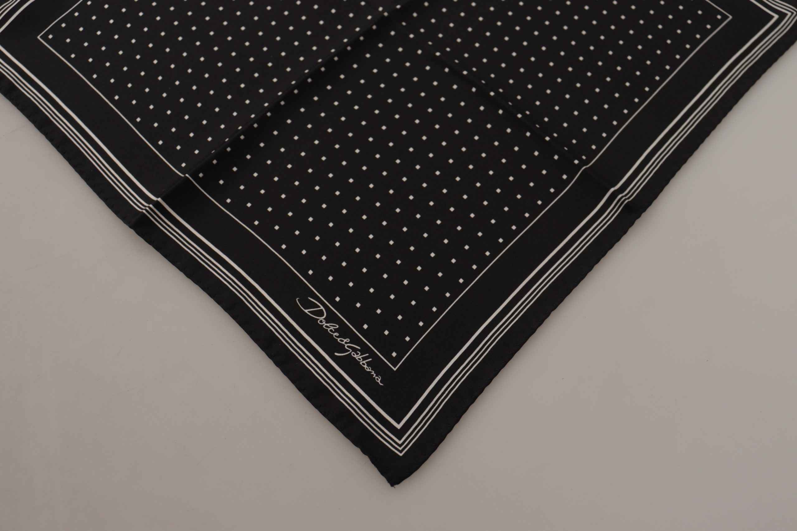 Dolce & Gabbana Black Polka Dots DG Logo Square Handkerchief
