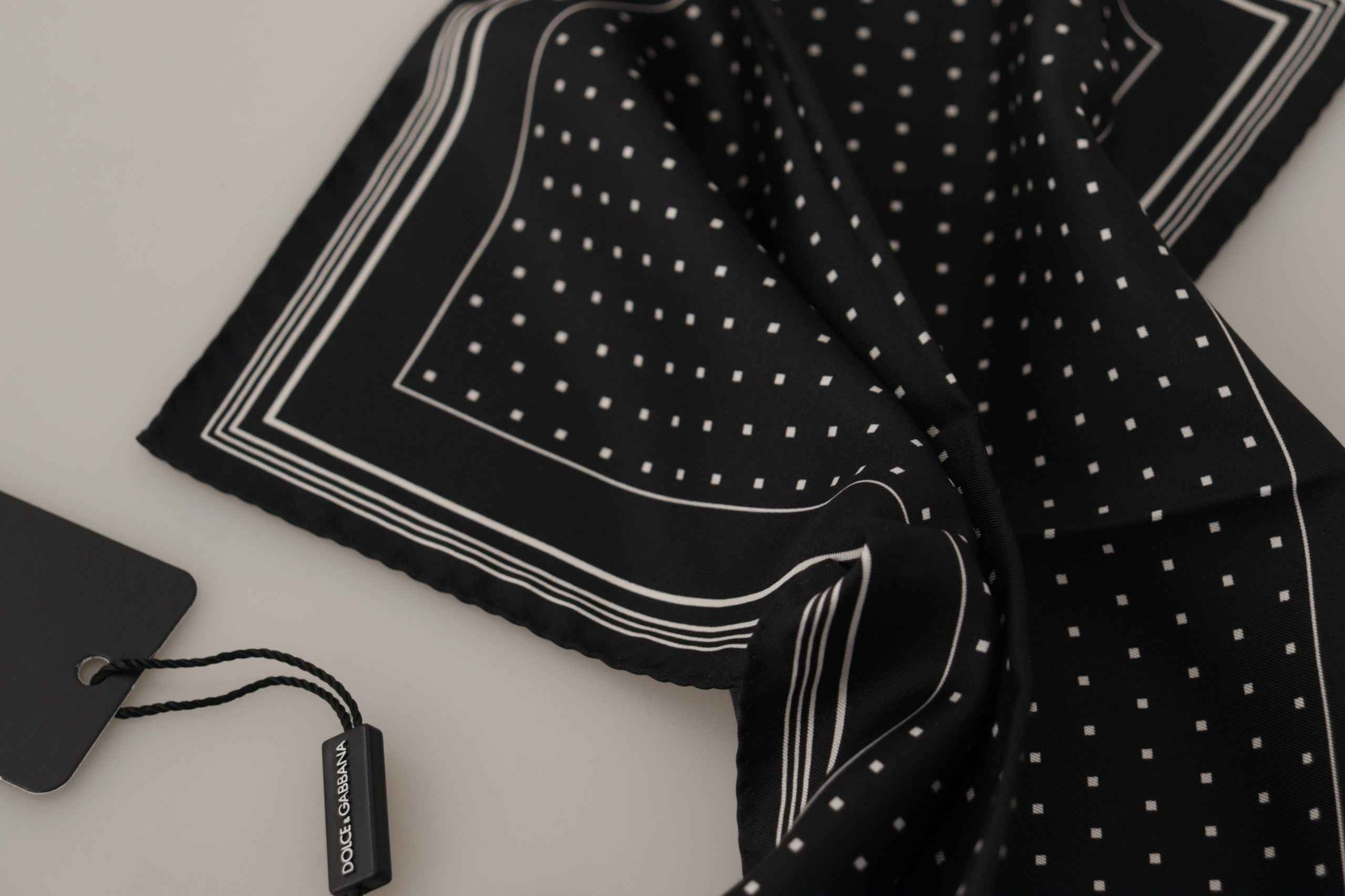 Dolce & Gabbana Black Polka Dots DG Logo Square Handkerchief