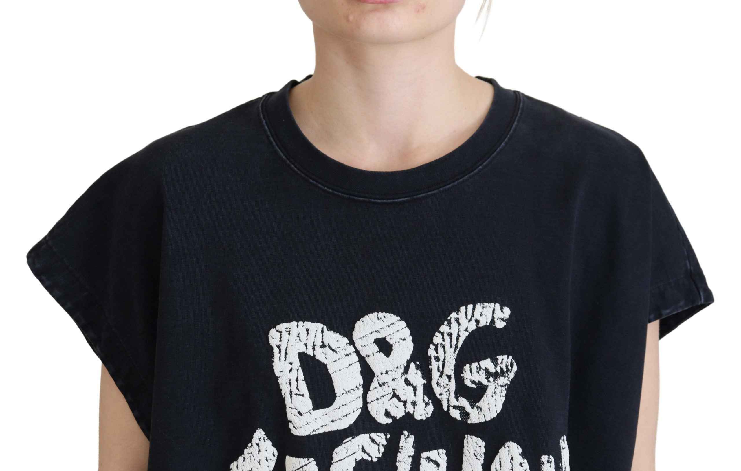 Dolce & Gabbana Black D&G Fashion Round Neck Cotton T-shirt