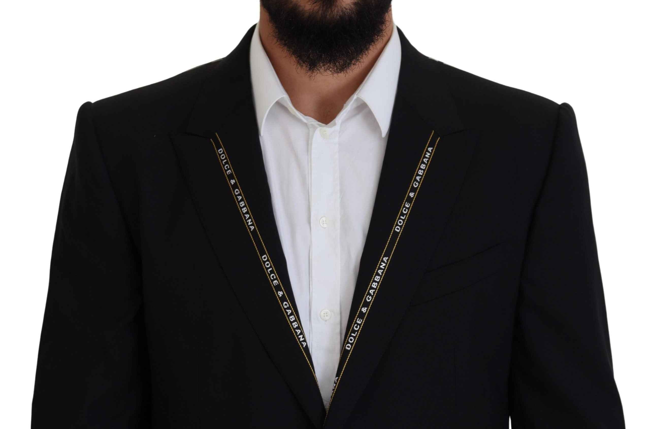 Dolce & Gabbana Black Wool Stretch Slim Fit Jacket Blazer